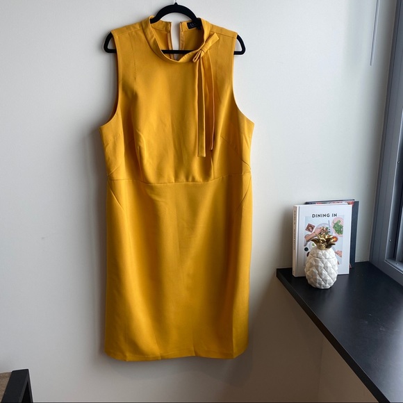 Eloquii Dresses & Skirts - ELOQUII Sleeveless Mustard Yellow Bow Tie Dress